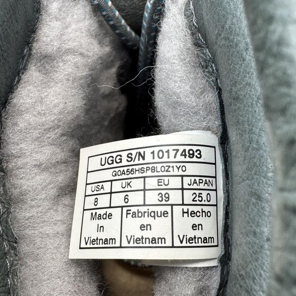 UGG Boots Womens Size 8 Gray Black Shearling Lined Lace Up Vibram Arctic Grip - Picture 11 of 11